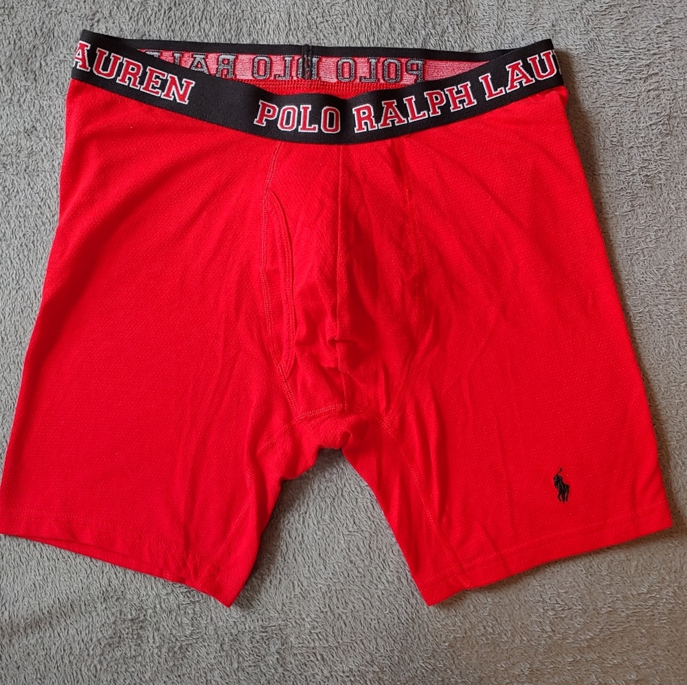 Excellent Used Condition Men's POLO RALPH LAUREN Red Boxer Briefs Size Medium